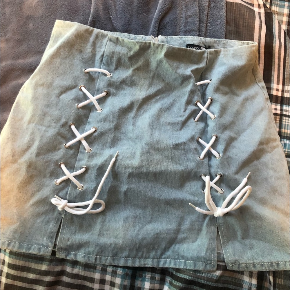 tie up jean skirt